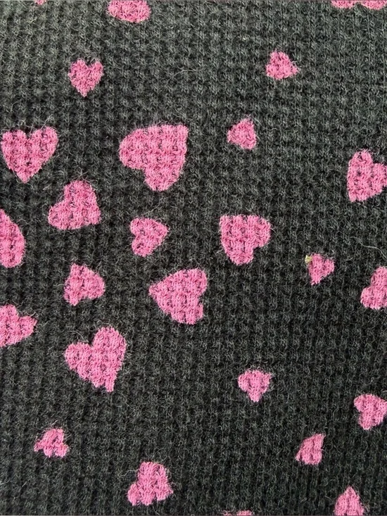 Victoria's Secret Black Thermal Pajama Set with Pink Heart Print - Picture 4 of 4